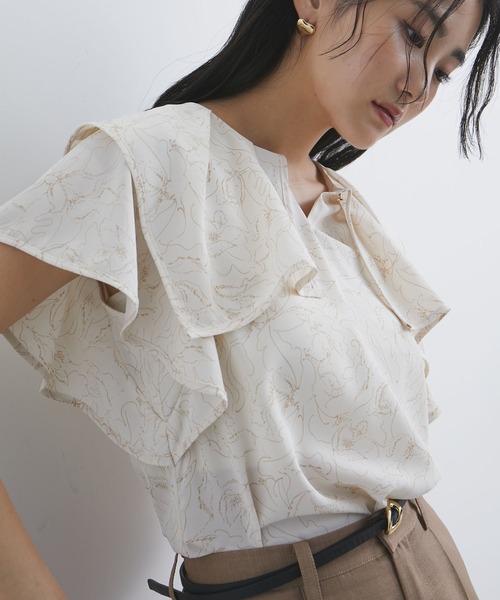 VIS（ビス）の「【洗える】ラッフルフリルバイカラーブラウス（シャツ/ブラウス・レディース・ホワイト系その他/ベージュ系その他/チャコールグレー/オフホワイト・FREE）」の19枚目の写真