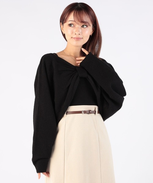 CECIL McBEE（セシルマクビー）の「リボンボレロｘキャミソールSET（ニット/セーター・レディース・グレイッシュベージュ/アイボリー/ピンク/ブラック・MEDIUM）」の13枚目の写真