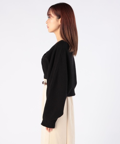 CECIL McBEE（セシルマクビー）の「リボンボレロｘキャミソールSET（ニット/セーター・レディース・グレイッシュベージュ/アイボリー/ピンク/ブラック・MEDIUM）」の11枚目の写真