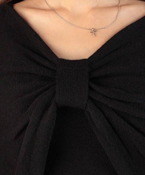 CECIL McBEE（セシルマクビー）の「リボンボレロｘキャミソールSET（ニット/セーター・レディース・グレイッシュベージュ/アイボリー/ピンク/ブラック・MEDIUM）」の9枚目の写真