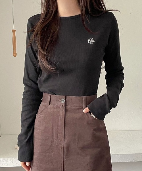 muahmuah(ムーアムーア)の「A'GEM/9 × .kom『muah muah/ムーアムーア』STITCH ROUND LONG SLEEVE T-SHIRT/ステッチラウンドネックロングシャツ(Tシャツ/カットソー・レディース・ライトグリーン/グレー/ライトブルー/ブラック/アイボリー・FREE)」の16枚目の写真