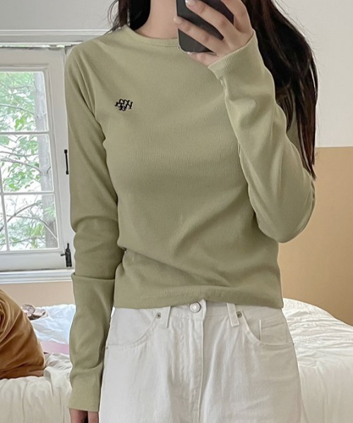 muahmuah(ムーアムーア)の「A'GEM/9 × .kom『muah muah/ムーアムーア』STITCH ROUND LONG SLEEVE T-SHIRT/ステッチラウンドネックロングシャツ(Tシャツ/カットソー・レディース・ライトグリーン/グレー/ライトブルー/ブラック/アイボリー・FREE)」の18枚目の写真