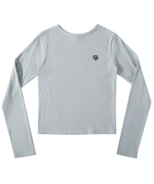 muahmuah(ムーアムーア)の「A'GEM/9 × .kom『muah muah/ムーアムーア』STITCH ROUND LONG SLEEVE T-SHIRT/ステッチラウンドネックロングシャツ(Tシャツ/カットソー・レディース・ライトグリーン/グレー/ライトブルー/ブラック/アイボリー・FREE)」の12枚目の写真