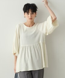 OPAQUE.CLIP | ジャカードペプラムブラウス【洗濯機洗い可】(シャツ/ブラウス)