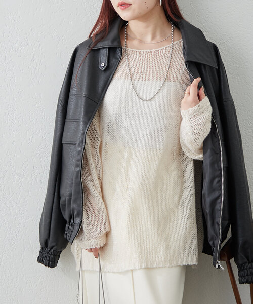 Remind me and forever（リマインドミーアンドフォーエバー）の「《KON@oniy_suw Pick up item》合皮ビッグブルゾン（ブルゾン・レディース・チャコールグレー/ブラック/ブラウン・FREE）」の13枚目の写真