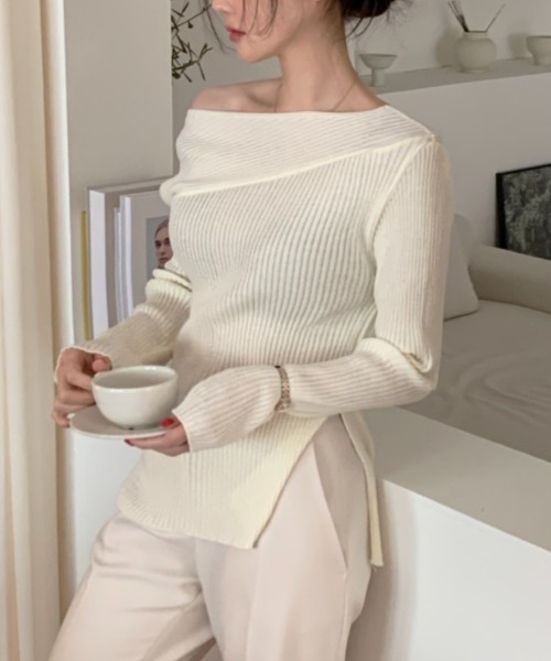 【セール】スリットワンオフショルダーニットトップス（ニット/セーター）｜Gs（ジーエス） 5,544円