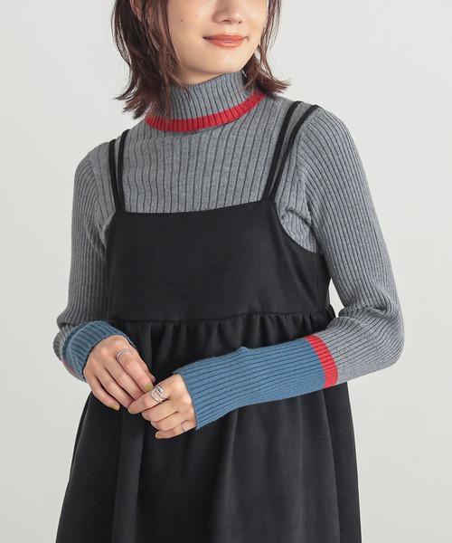 n'OrLABEL（ノアールレーベル）の「『配色リブニット』（ニット/セーター・レディース・ベージュ/ブラック/杢グレー・3L/L～LL/S～Ｍ）」の4枚目の写真