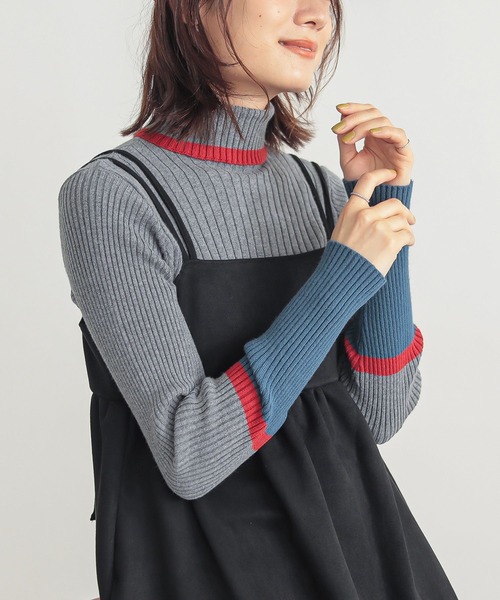 n'OrLABEL（ノアールレーベル）の「『配色リブニット』（ニット/セーター・レディース・ベージュ/ブラック/杢グレー・3L/L～LL/S～Ｍ）」の5枚目の写真