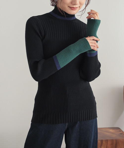 n'OrLABEL（ノアールレーベル）の「『配色リブニット』（ニット/セーター・レディース・ベージュ/ブラック/杢グレー・3L/L～LL/S～Ｍ）」の11枚目の写真