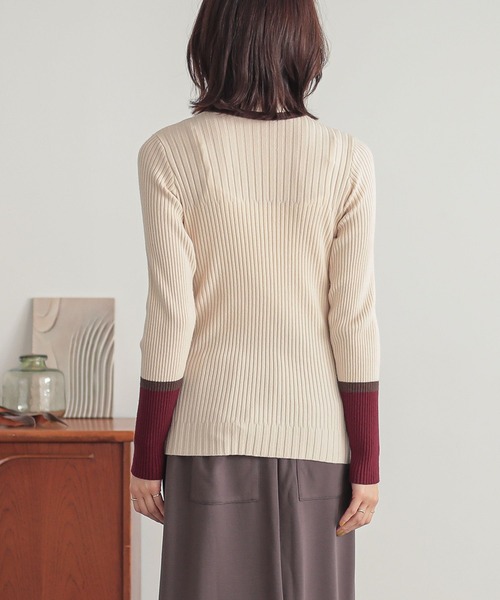 n'OrLABEL（ノアールレーベル）の「『配色リブニット』（ニット/セーター・レディース・ベージュ/ブラック/杢グレー・3L/L～LL/S～Ｍ）」の15枚目の写真