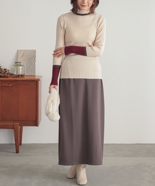 n'OrLABEL（ノアールレーベル）の「『配色リブニット』（ニット/セーター・レディース・ベージュ/ブラック/杢グレー・3L/L～LL/S～Ｍ）」の16枚目の写真