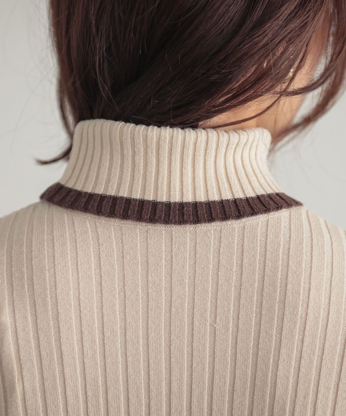 n'OrLABEL（ノアールレーベル）の「『配色リブニット』（ニット/セーター・レディース・ベージュ/ブラック/杢グレー・3L/L～LL/S～Ｍ）」の18枚目の写真