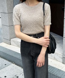 ブークレショート半袖ニット