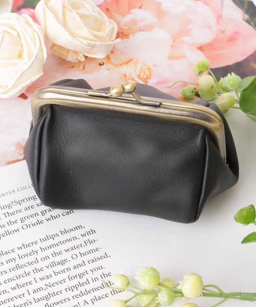 セール】コンパクト がま口 レザー 小銭入れ ポーチ（コインケース