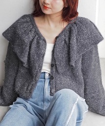 ラメファンシーヤーンフリルカーディガン