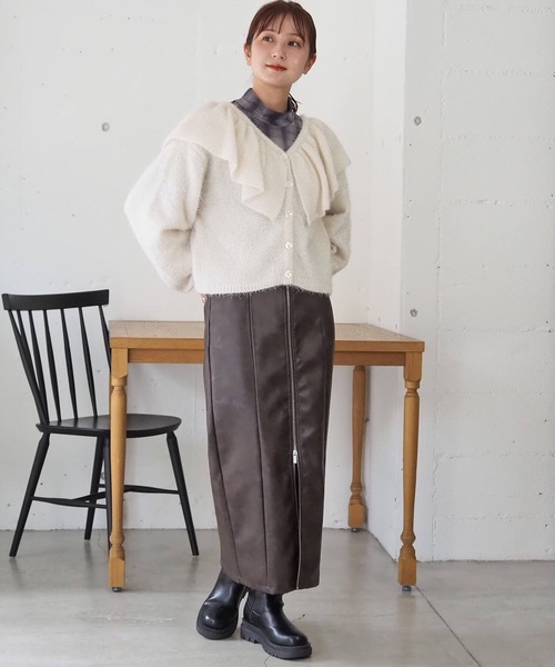 tiptop（ティップトップ）の「ラメファンシーヤーンフリルカーディガン（カーディガン/ボレロ・レディース・アイボリー/グレー/チャコールグレー・FREE）」の18枚目の写真