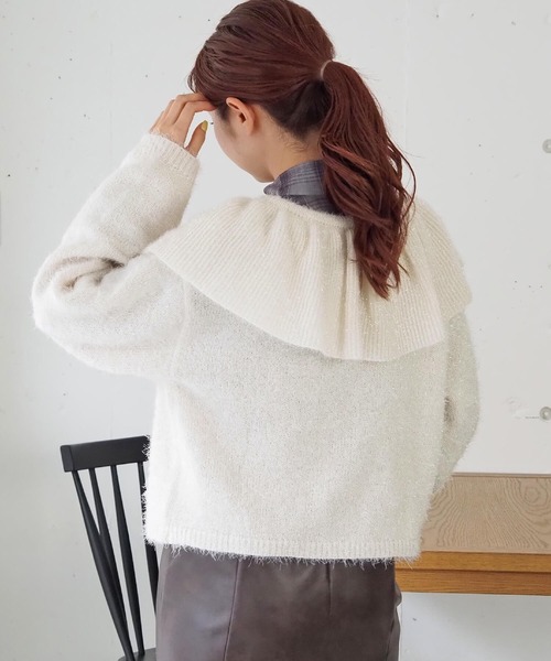 tiptop（ティップトップ）の「ラメファンシーヤーンフリルカーディガン（カーディガン/ボレロ・レディース・アイボリー/グレー/チャコールグレー・FREE）」の20枚目の写真