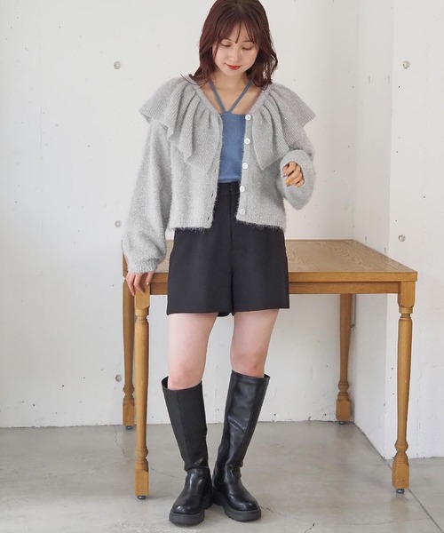 tiptop（ティップトップ）の「ラメファンシーヤーンフリルカーディガン（カーディガン/ボレロ・レディース・アイボリー/グレー/チャコールグレー・FREE）」の4枚目の写真