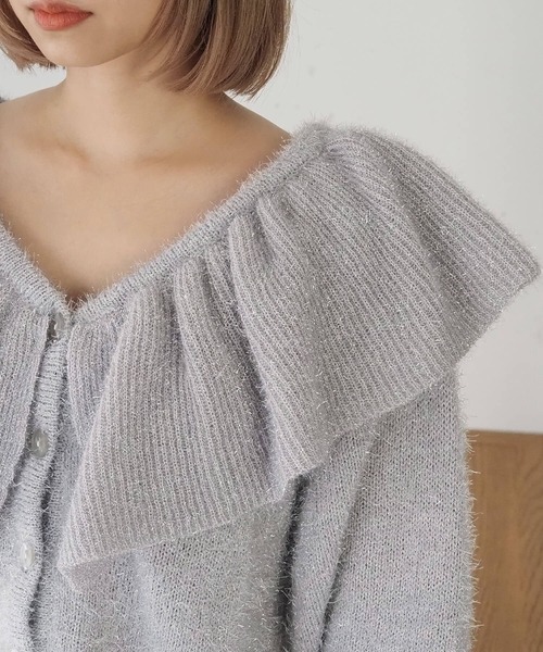 tiptop（ティップトップ）の「ラメファンシーヤーンフリルカーディガン（カーディガン/ボレロ・レディース・アイボリー/グレー/チャコールグレー・FREE）」の9枚目の写真