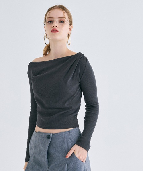 coca(coca)(コカ)の「【WEB限定セール】ワンショルダーリブトップス(Tシャツ/カットソー・レディース・ブラック/ホワイト/チャコール/その他1・S/M/L)」の12枚目の写真