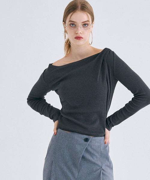 coca(coca)(コカ)の「【WEB限定セール】ワンショルダーリブトップス(Tシャツ/カットソー・レディース・ブラック/ホワイト/チャコール/その他1・S/M/L)」の9枚目の写真