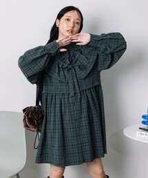 FREAK'S STORE | マルチフリル付き チェック ミニワンピース(シャツワンピース)