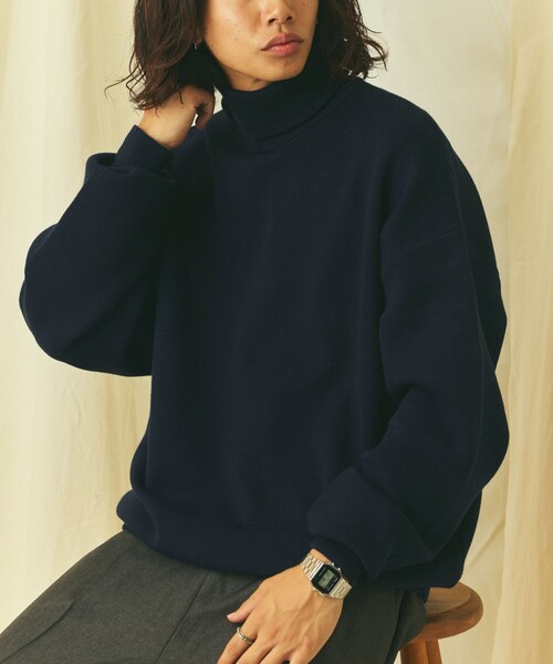 FREAK'S STORE(フリークスストア)の「限定展開 Relax Fit リラックスフィット スウェットライク タートルネックニット(ニット/セーター・メンズ・杢グレー/チャコールグレー/ブラック/ネイビー・MEDIUM/LARGE)」の2枚目の写真