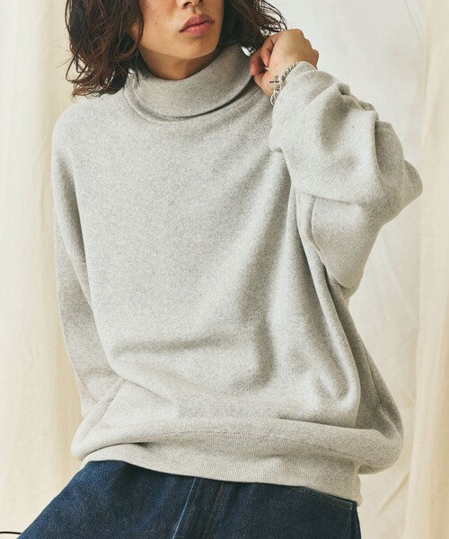 FREAK'S STORE(フリークスストア)の「限定展開 Relax Fit リラックスフィット スウェットライク タートルネックニット(ニット/セーター・メンズ・杢グレー/チャコールグレー/ブラック/ネイビー・MEDIUM/LARGE)」の16枚目の写真