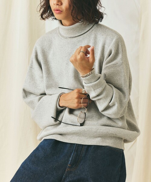 FREAK'S STORE(フリークスストア)の「限定展開 Relax Fit リラックスフィット スウェットライク タートルネックニット(ニット/セーター・メンズ・杢グレー/チャコールグレー/ブラック/ネイビー・MEDIUM/LARGE)」の17枚目の写真