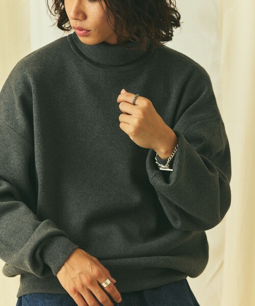 FREAK'S STORE(フリークスストア)の「限定展開 Relax Fit リラックスフィット スウェットライク タートルネックニット(ニット/セーター・メンズ・杢グレー/チャコールグレー/ブラック/ネイビー・MEDIUM/LARGE)」の7枚目の写真
