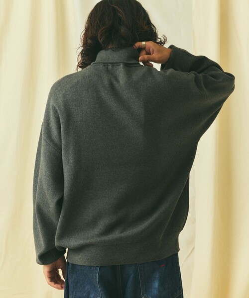 FREAK'S STORE(フリークスストア)の「限定展開 Relax Fit リラックスフィット スウェットライク タートルネックニット(ニット/セーター・メンズ・杢グレー/チャコールグレー/ブラック/ネイビー・MEDIUM/LARGE)」の9枚目の写真