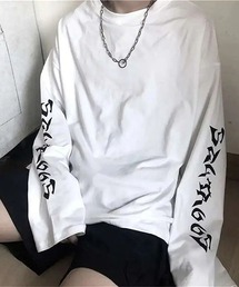 【WARAIJOGO】袖プリントモノトーン長袖Tシャツ/ロンT(NEZ)
