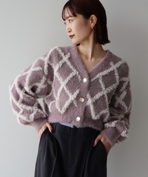 earth music&ecology | シャギーダイヤ柄ショートニットカーディガン(カーディガン/ボレロ)