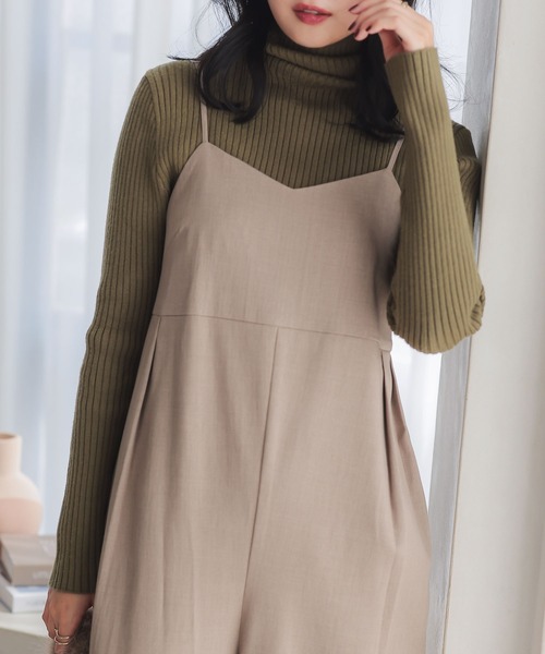 KOBE LETTUCE(コウベレタス)の「カーブパンツキャミサロペット(サロペット/オーバーオール・レディース・ダークブラウン/ベージュ/ブラック・M)」の5枚目の写真