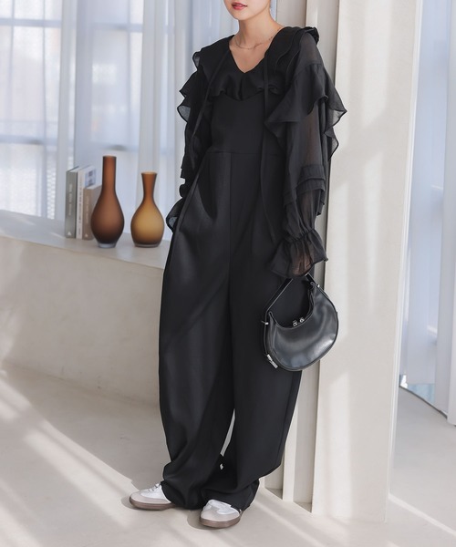 KOBE LETTUCE(コウベレタス)の「カーブパンツキャミサロペット(サロペット/オーバーオール・レディース・ダークブラウン/ベージュ/ブラック・M)」の13枚目の写真