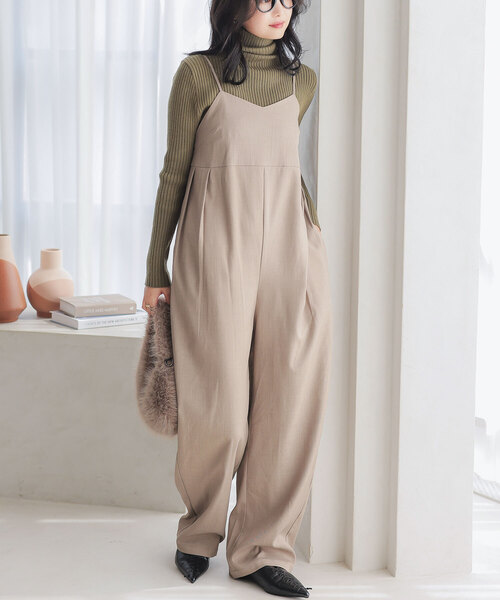 KOBE LETTUCE(コウベレタス)の「カーブパンツキャミサロペット(サロペット/オーバーオール・レディース・ダークブラウン/ベージュ/ブラック・M)」の14枚目の写真