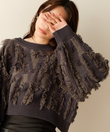 【セットアップ対応】ミックスフリンジ前後2WAYカーディガン