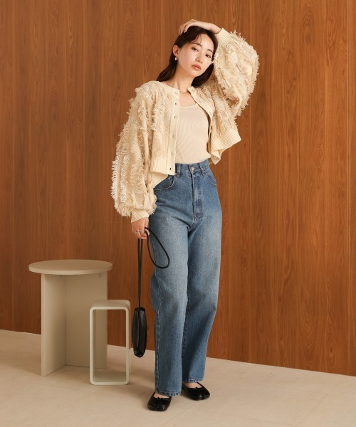 Bab（バブ）の「【セットアップ対応】ミックスフリンジ前後2WAYカーディガン（カーディガン/ボレロ・レディース・アイボリー/チャコールグレー/ベージュ・FREE）」の14枚目の写真