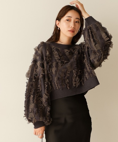 Bab（バブ）の「【セットアップ対応】ミックスフリンジ前後2WAYカーディガン（カーディガン/ボレロ・レディース・アイボリー/チャコールグレー/ベージュ・FREE）」の20枚目の写真