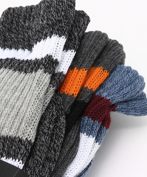 HANES（ヘインズ）の「3足1セット メンズ ヘインズ ライン入りソックス Hanes Socks HMSCG001（ソックス/靴下・メンズ・マルチ/グレー/ホワイト・MEDIUM）」の4枚目の写真