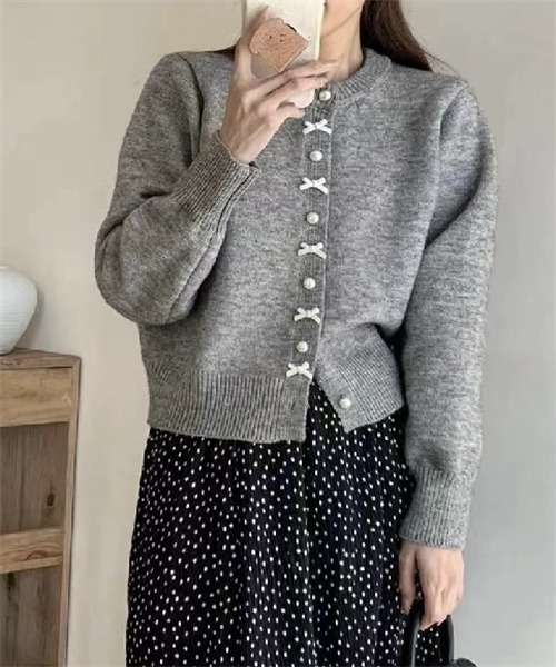FREE STYLISTS（フリー スタイリスト）の「リボンニットカーディガン（カーディガン/ボレロ・レディース・ライトブルー/ブラック/グレー/レッド/ピンク/イエロー/ホワイト・FREE）」の3枚目の写真