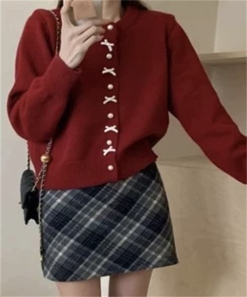 FREE STYLISTS（フリー スタイリスト）の「リボンニットカーディガン（カーディガン/ボレロ・レディース・ライトブルー/ブラック/グレー/レッド/ピンク/イエロー/ホワイト・FREE）」の7枚目の写真