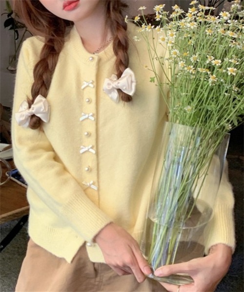 FREE STYLISTS（フリー スタイリスト）の「リボンニットカーディガン（カーディガン/ボレロ・レディース・ライトブルー/ブラック/グレー/レッド/ピンク/イエロー/ホワイト・FREE）」の20枚目の写真