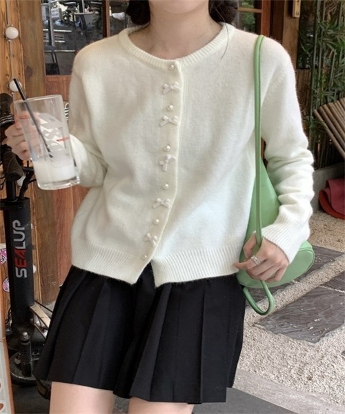 FREE STYLISTS（フリー スタイリスト）の「リボンニットカーディガン（カーディガン/ボレロ・レディース・ライトブルー/ブラック/グレー/レッド/ピンク/イエロー/ホワイト・FREE）」の10枚目の写真