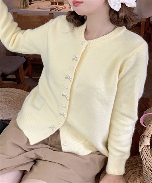 FREE STYLISTS（フリー スタイリスト）の「リボンニットカーディガン（カーディガン/ボレロ・レディース・ライトブルー/ブラック/グレー/レッド/ピンク/イエロー/ホワイト・FREE）」の22枚目の写真