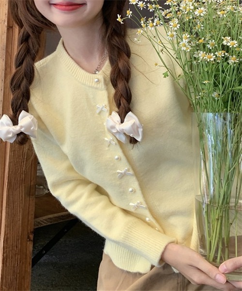FREE STYLISTS（フリー スタイリスト）の「リボンニットカーディガン（カーディガン/ボレロ・レディース・ライトブルー/ブラック/グレー/レッド/ピンク/イエロー/ホワイト・FREE）」の21枚目の写真