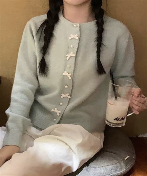 FREE STYLISTS（フリー スタイリスト）の「リボンニットカーディガン（カーディガン/ボレロ・レディース・ライトブルー/ブラック/グレー/レッド/ピンク/イエロー/ホワイト・FREE）」の18枚目の写真