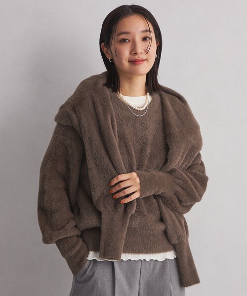 green label relaxing（グリーンレーベルリラクシング）の「＜at ease＞フェザーニット プルオーバー（ニット/セーター・レディース・モカ/ダークグレー/ナチュラル・FREE）」の8枚目の写真