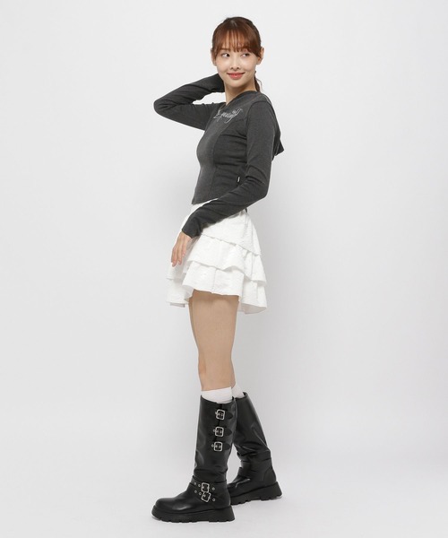 MAGPIEROBIN（マグパイロビン）の「MAGPIE ROBIN／レタリングフードロングスリーブ（Tシャツ/カットソー・レディース・ベージュ/チャコール・FREE）」の22枚目の写真