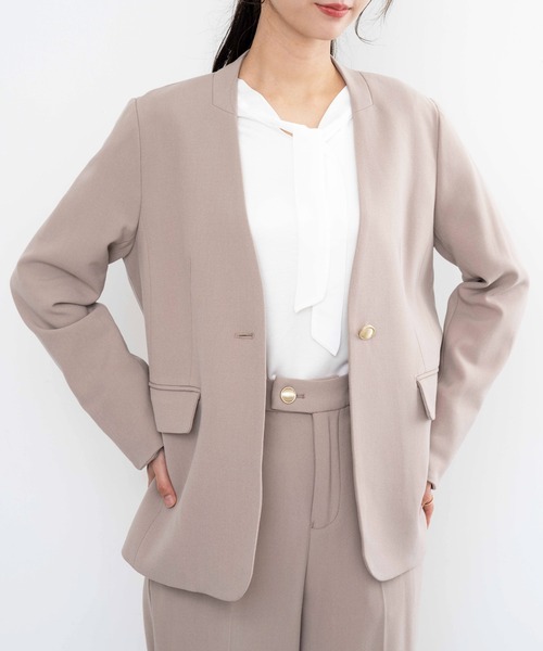 Hana様の専用です【新品未使用】ANAYI36＊ノーカラージャケット ANAYI ジャケット ノーカラージャケット メッシュノーカラー